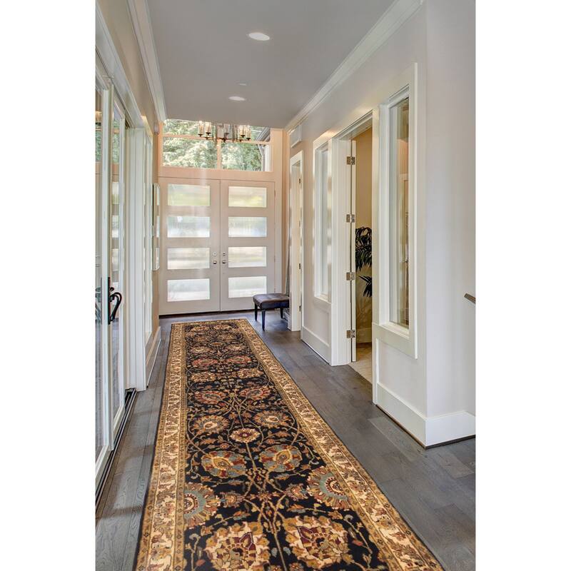 ECARPETGALLERY Hand-knotted Jamshidpour Black Wool Rug - 2'4 x 9'7