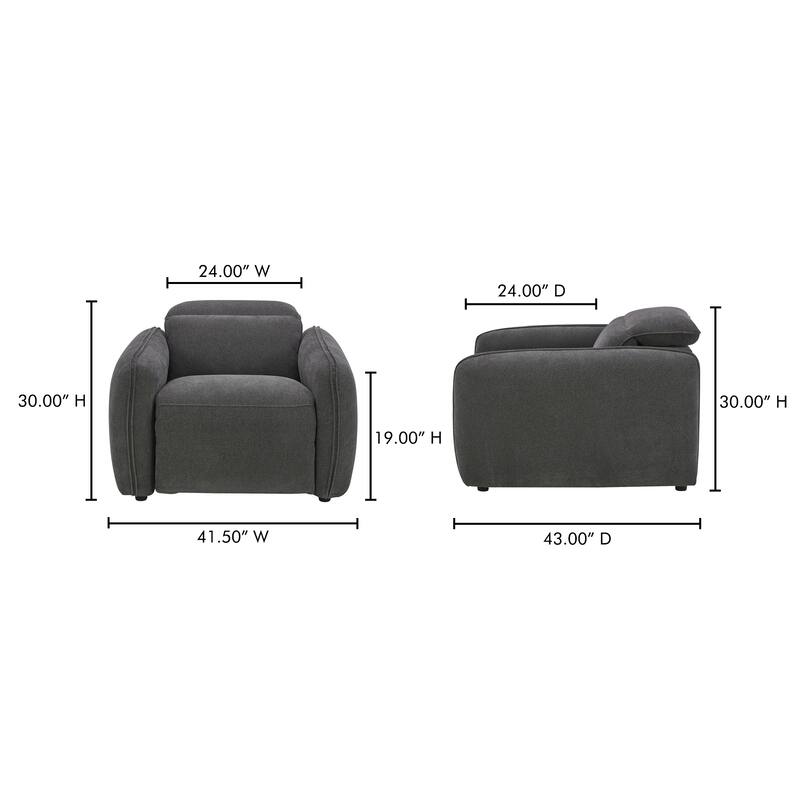 NADAAL STUDIOS Yarrow, Power Recliner Chair, Polyester Upholstery, High-Density Foam Cushions, Dusk Grey
