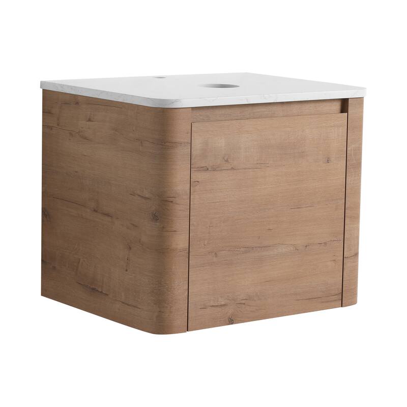 24'' Wall-Mounted Bathroom Vanity & 1-Soft-Close Door, KD-Packing, Plywood (Vanity Only, Excluding Sink)