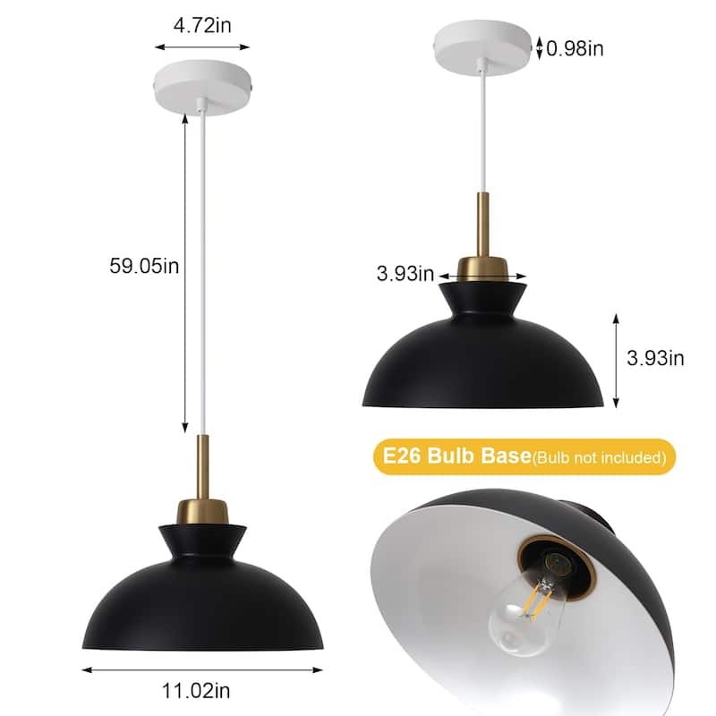 1-Light Modern Classic Semi Flush Mount Chandelier, Farmhouse Dome Pendant Light for Kitchen Island Dining Room