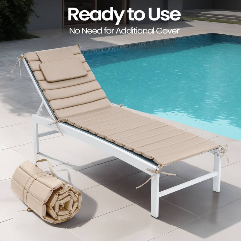 Pellebant Outdoor Chaise Lounge Cushions Patio Lounger Pad with Straps