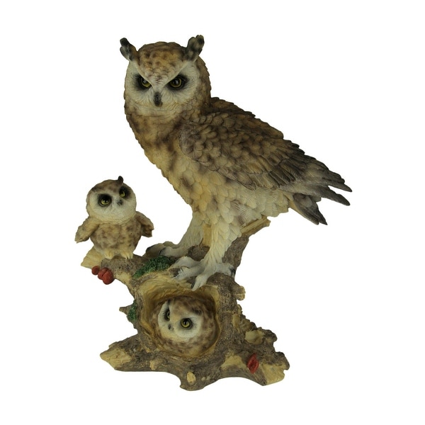 Owl Little Family Mother Owl and Owlets Wildlife Statue - 11.5 X 9.5 X 5 inches