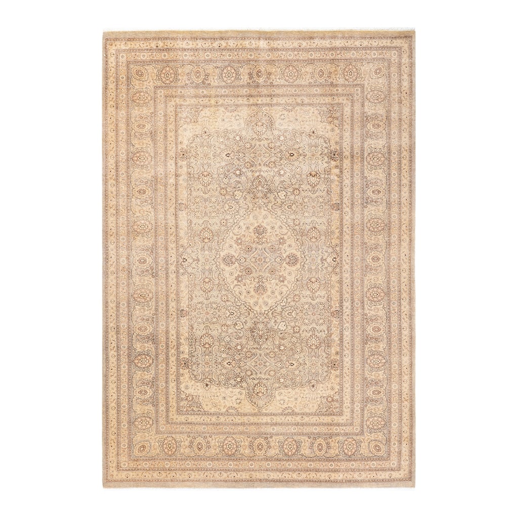 Overton Hand Knotted Wool Vintage Inspired Traditional Mogul Gray Area Rug - 6' 3" x 9' 1"