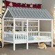 preview thumbnail 2 of 10, Twin Size House Bed with Roof and Storage Shelves