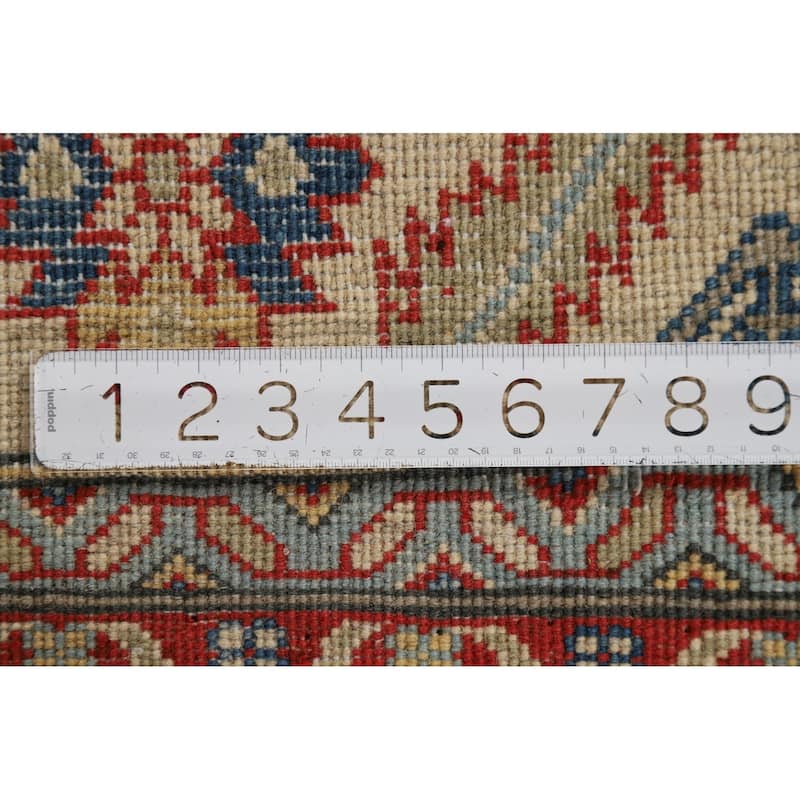 Geometric Kazak Area Rug Handmade Oriental Wool Carpet - 6'7" x 9'9"