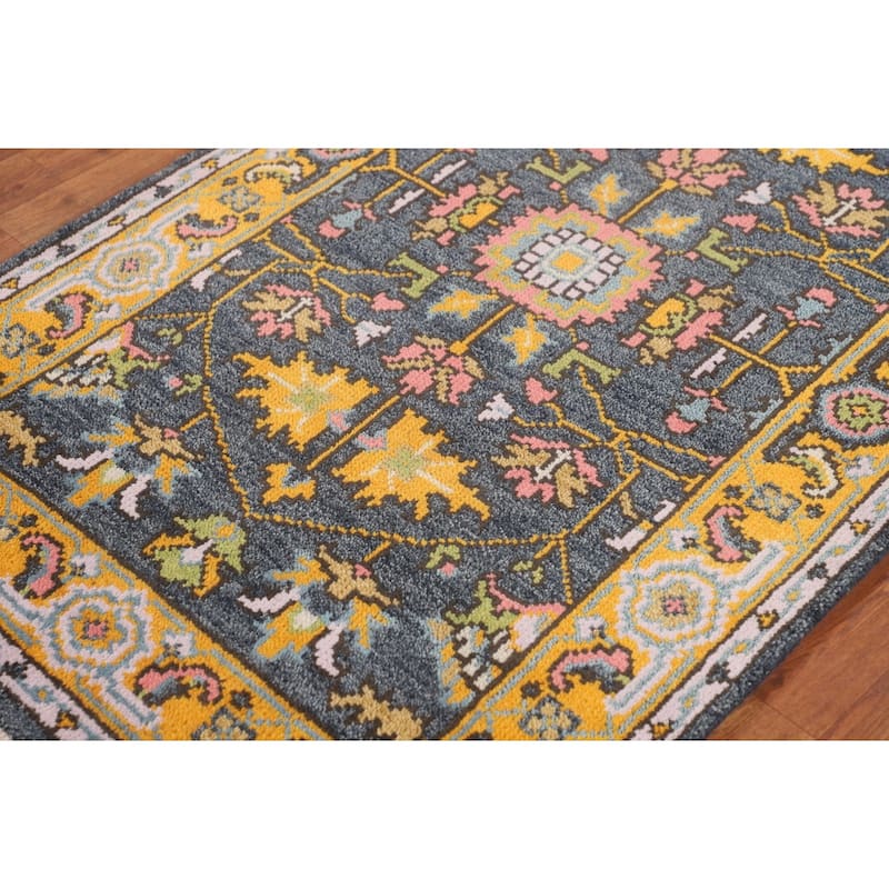 Blue Heriz Serapi Indian Foyer Rug Hand-Knotted Wool Carpet - 3'1"x 5'1"