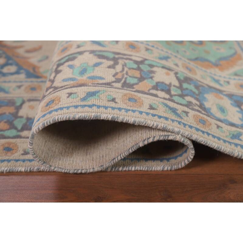 Hand Knotted Oriental 100% Wool Carpet Traditional Floral Beige & Ivories Tabriz Area Rug - 8' 8'' X 6' 5''