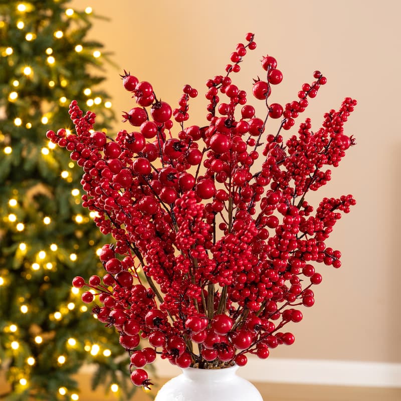 Glitzhome Christmas Red Sleigh Frosted Boot Floral Metal Potted Tree Table Decor