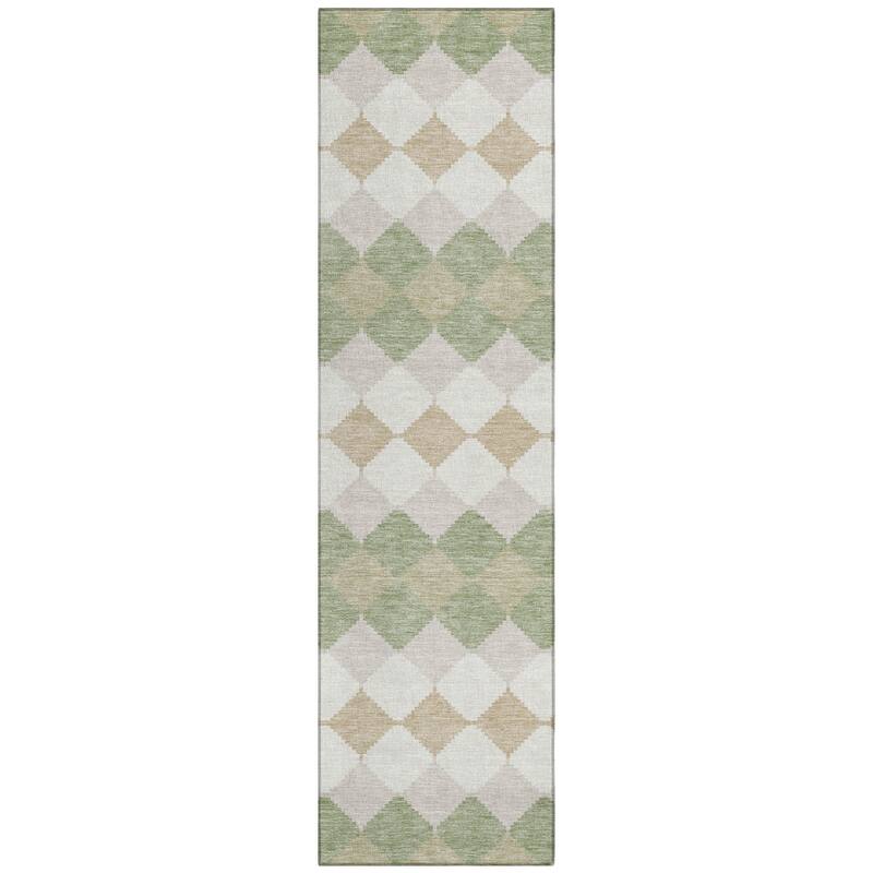 Machine Washable Indoor/ Outdoor Modern Mosaic Chantille Rug