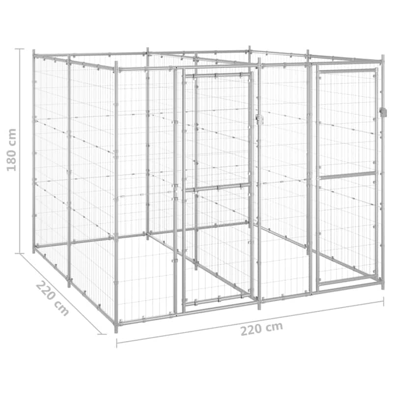 vidaXL Outdoor Dog Pen Pet Crate Kennel Cage Playpen House for Yard Steel