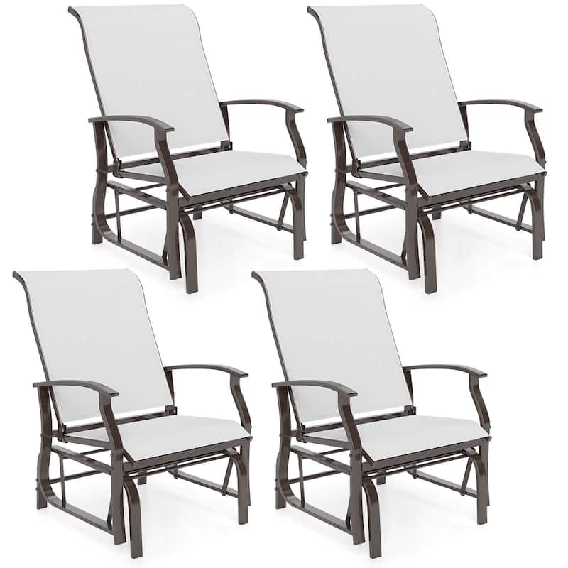 Costway Porch Gliders Set of 2/4 with Reclined High Back Breathable - See Details - Beige-4 PCS