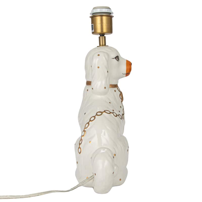 Ceramic Staffordshire Table Lamp with Pleated Fabric Shade - 13.0"L x 13.0"W x 18.5"H