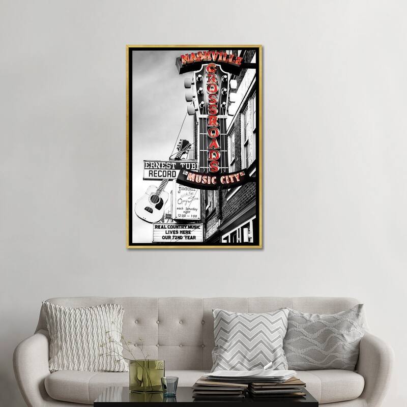 iCanvas "Nashville Music City Red" by Susanne Kremer Framed Canvas Print