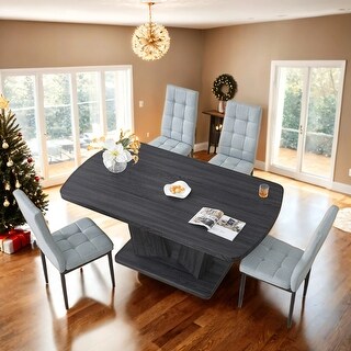 5 Piece Modern Kitchen Dining Table and Upholstered Dining Chairs Set ...