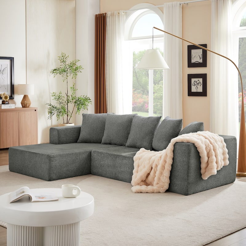 Chenille Modular L-Shaped Sofa, 4-Seater Comfort