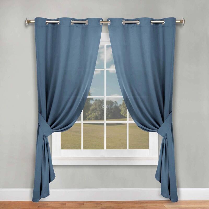 Superior Solid Machine Washable Room Darkening Blackout Curtains with Back Tabs, Set of 2