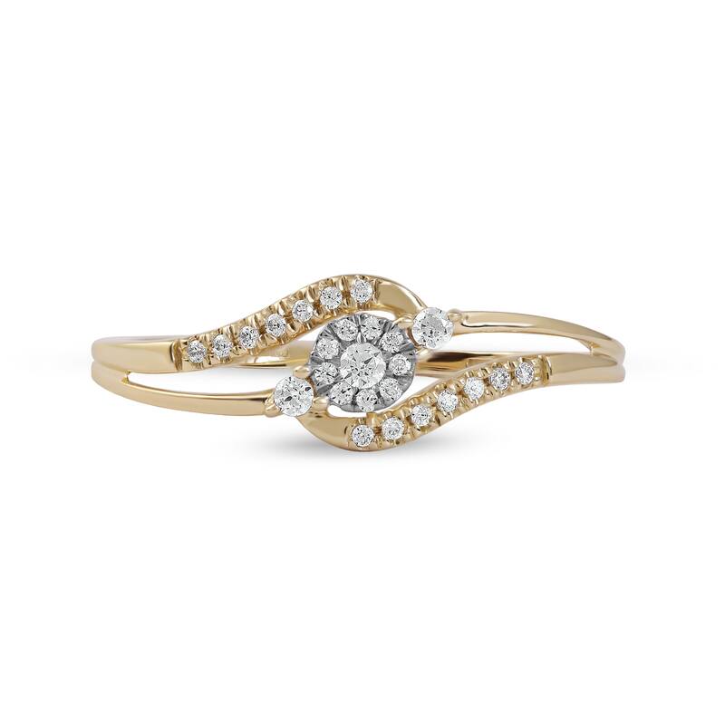 1/8ct TDW Bypass Cluster Diamond Ring in 10K Yellow Gold for Women