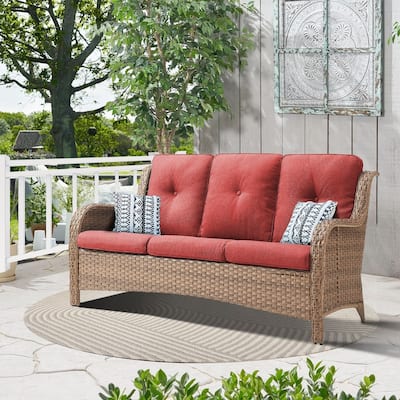 Gymojoy 3-Seat Outdoor Durable Sofa with Cushions, All-Weather PE Wicker