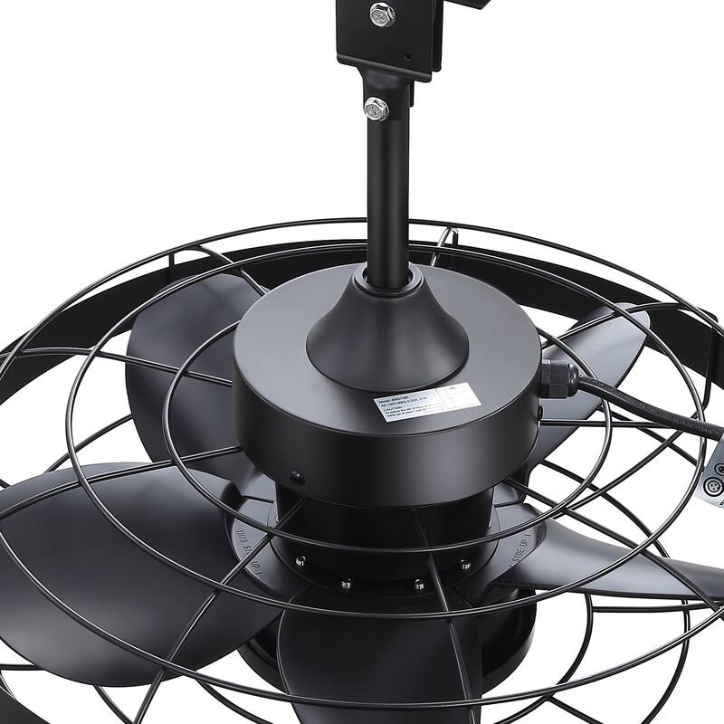 18.9-inch Flush Mount Caged Ceiling Fan with Light and Remote (7-Blade)