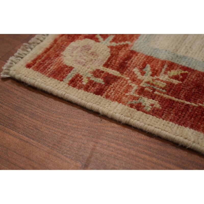 Hand Knotted Oriental 100% Wool Carpet Traditional Floral Beige & Ivories Art Deco Area Rug - 6' 1'' X 2' 7''