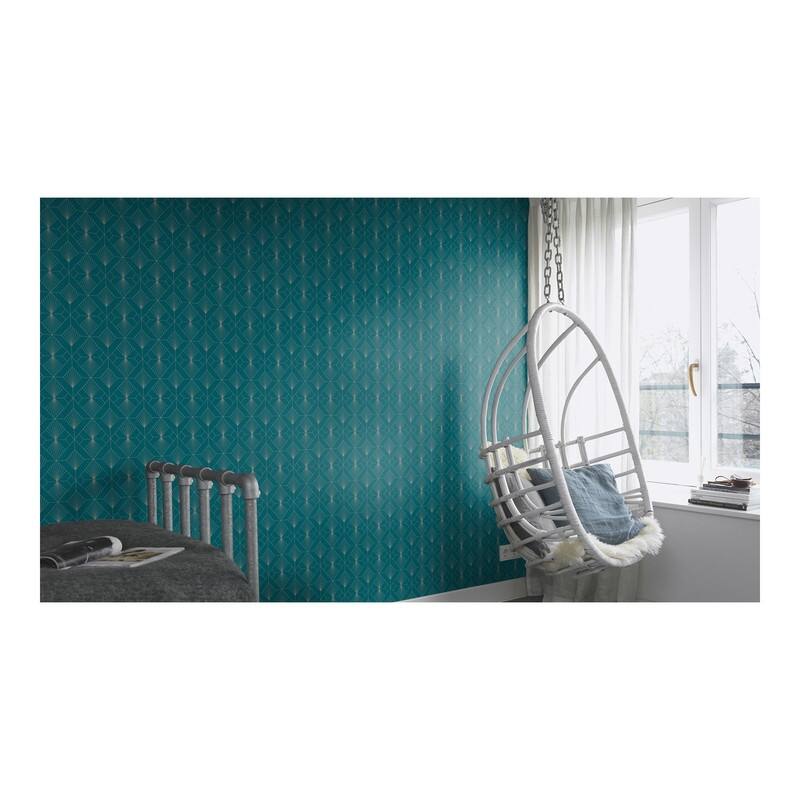 Rasch Henri Dark Green Geometric Wallpaper - 20.5 x 396 x 0.025