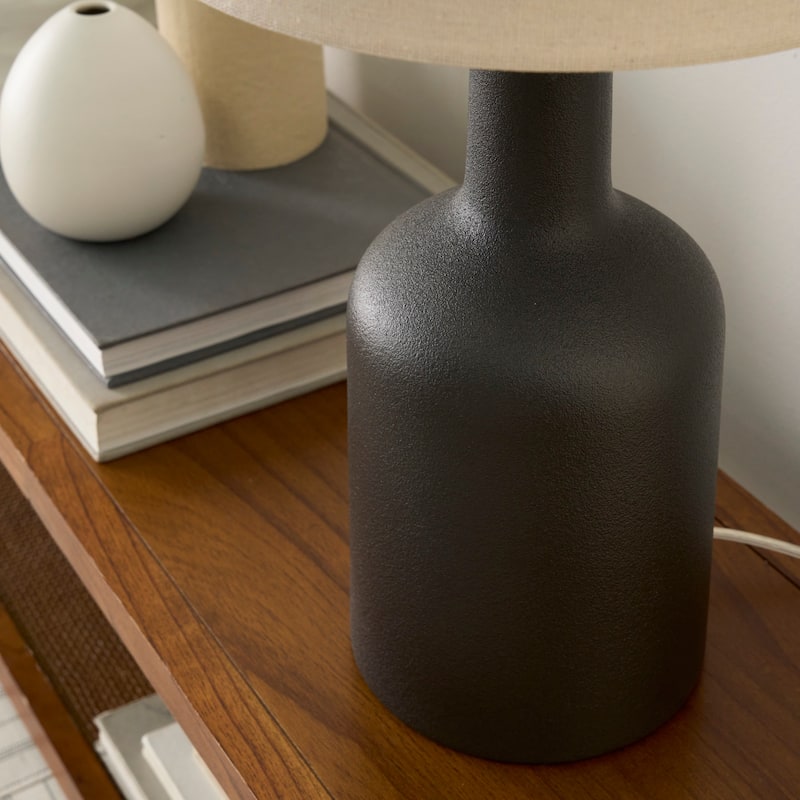 Nourison 22" Minimalist Ceramic Table Lamp with Linen Drum Shade