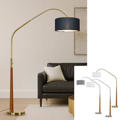HOMEGLAM Century 81" Solid Wood Arched Floor Lamp with Dimmable LED Bulb