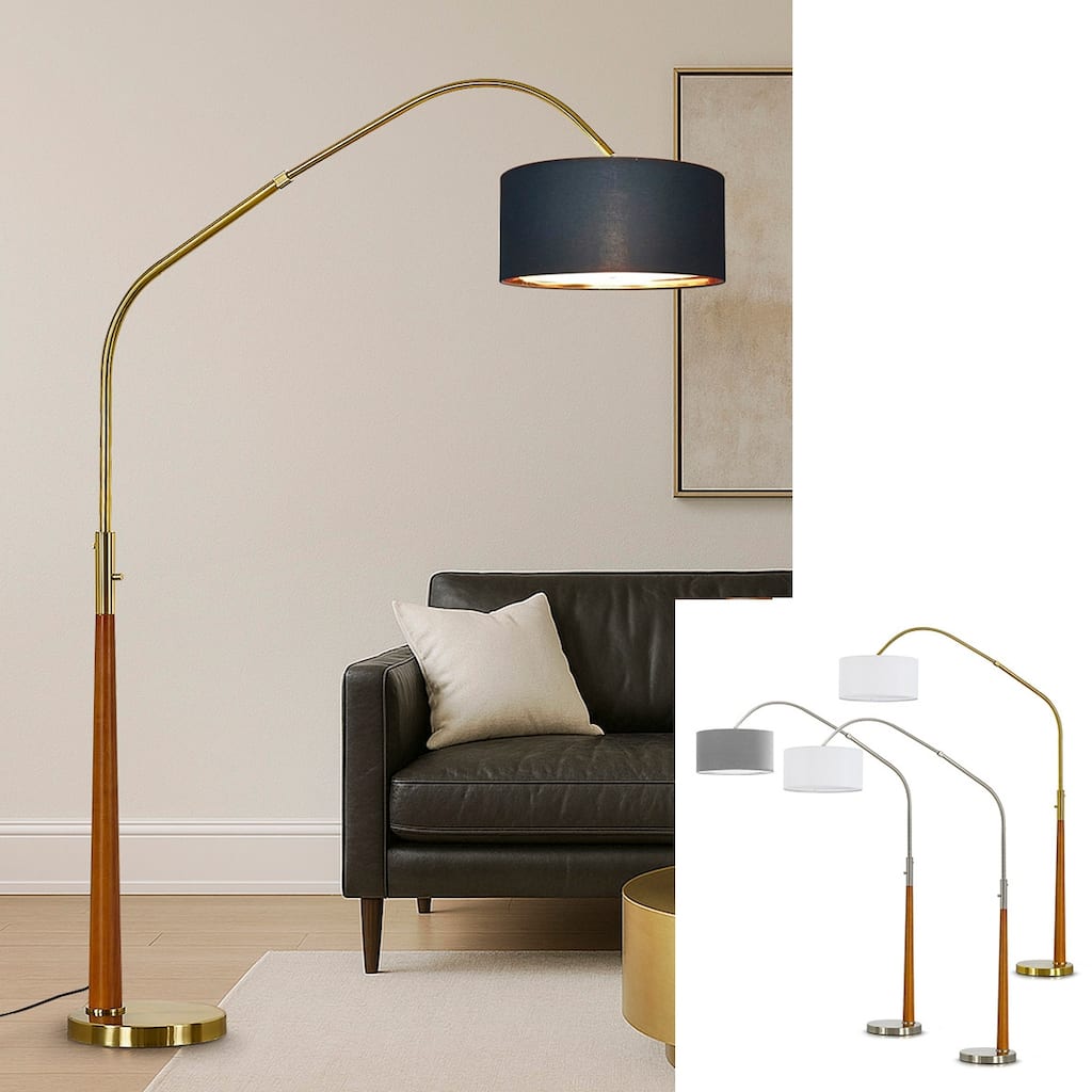 HOMEGLAM Century 81" Solid Wood Arched Floor Lamp with Dimmable LED Bulb