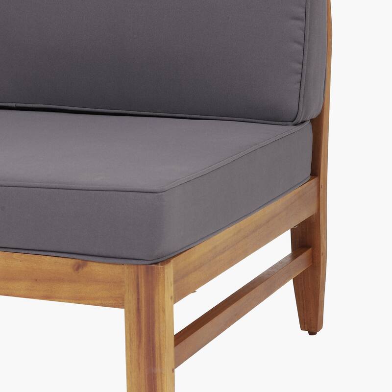 Aston Outdoor Acacia Wood Chat Set with Cushions by Christopher Knight Home