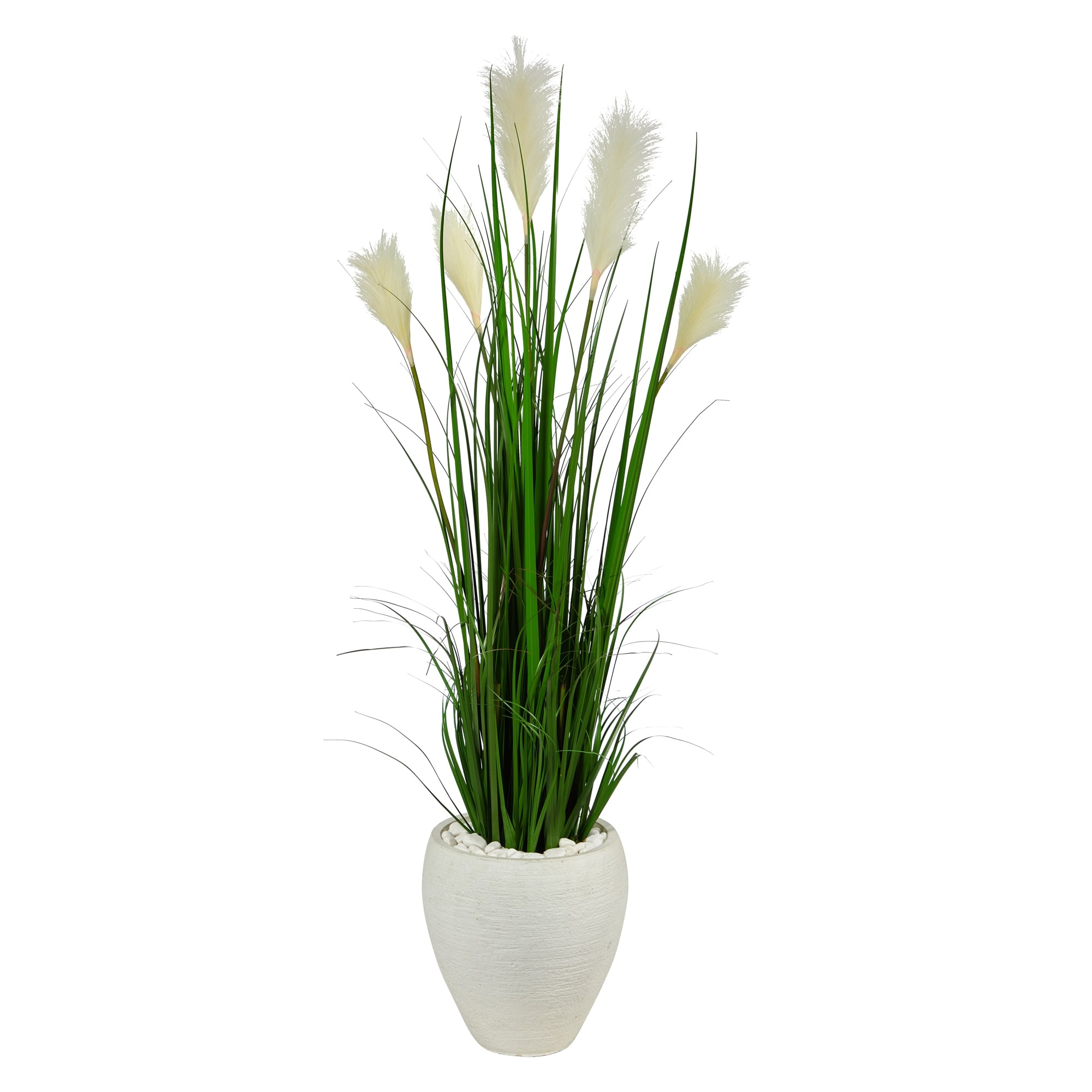 4.5' Wheat Plum Grass Artificial Plant in White Planter - 13"