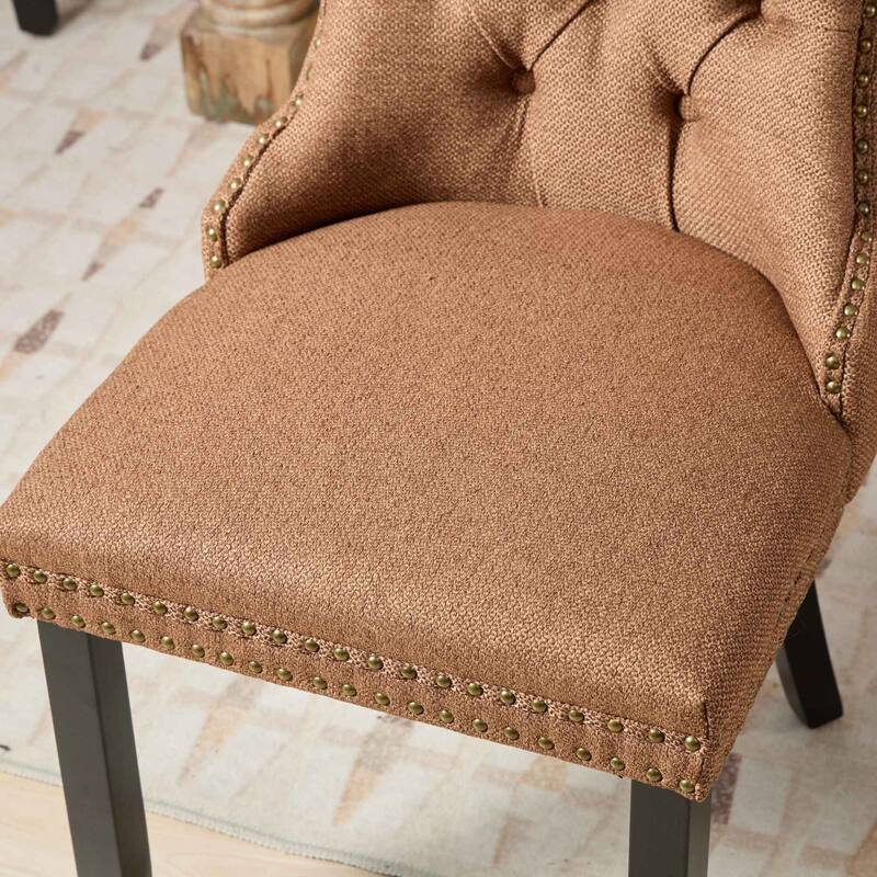 Mid-Century Nailhead Trim Dining Chairs 2-Piece Set