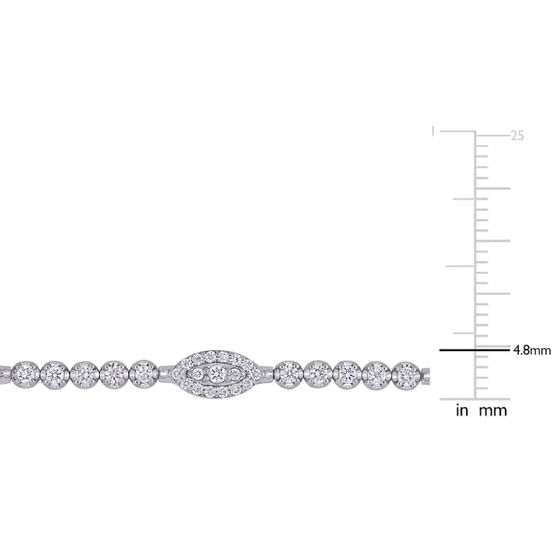 Miadora 1 7/8ct TW Diamond Oval Station Bracelet in 14k White Gold