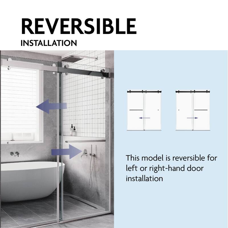 SP Series 50" - 54" W x 77" H Double Sliding Frameless Glass Shower Door with 3/8" Clear Tempered Glass