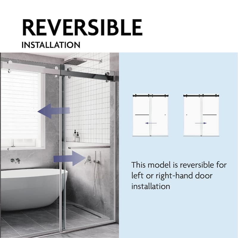 SP Series 44" - 48" W x 77" H Contemporary Frameless Double Sliding Shower Door with 3/8" Clear Tempered Glass