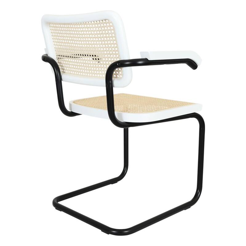 Breuer Chair Company Marcel Breuer Cesca Cane Cantilever Armchair Arm Chair w/ Black Steel Frame (Various Wood & Cane Colors)