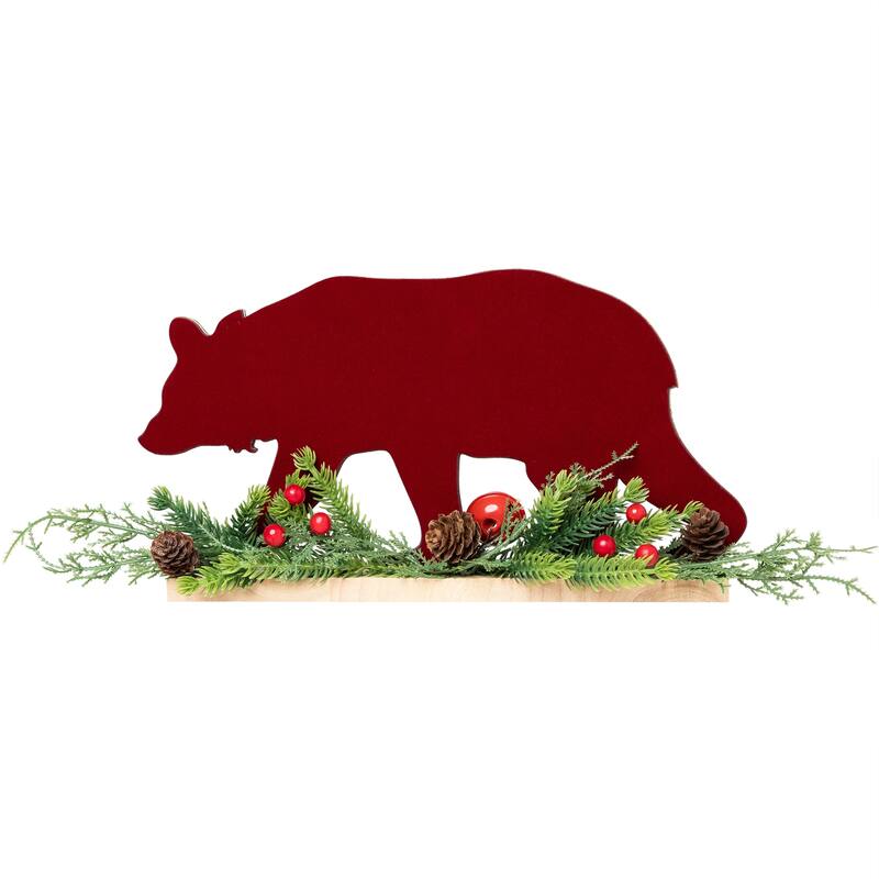 Bear and Jingle Bell Christmas Decoration - 10.25" - Red and Green