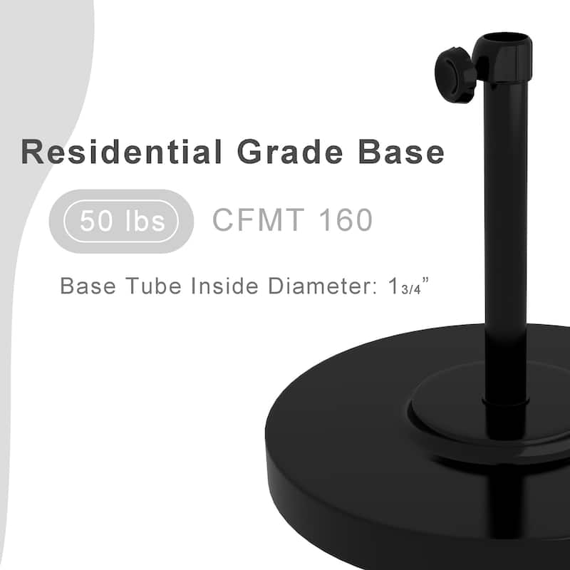 California Umbrella 50LBS Weighted Concrete Umbrella Base With Steel Cover, Black