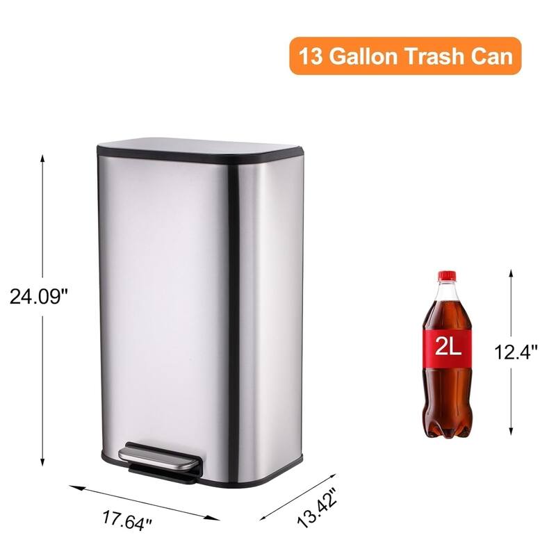 13.2 Gal/50L Trash Can, with Removable Inner Buckets