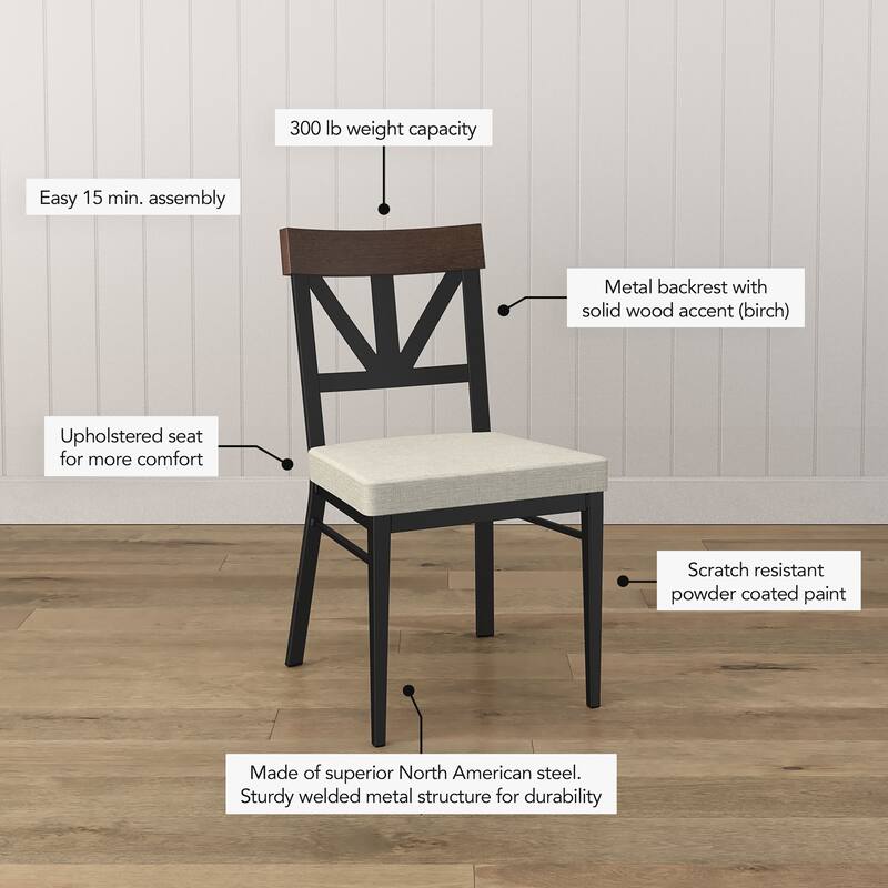 Amisco Clark Dining Chair with Solid Wood Accent and Metal Legs