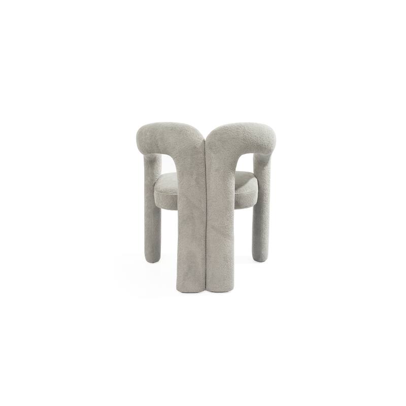 HomeRoots Dark Gray Boucle Partially Open Back Dining Arm Chair - 25.00 in. x 30.00 in. x 23.00 in.