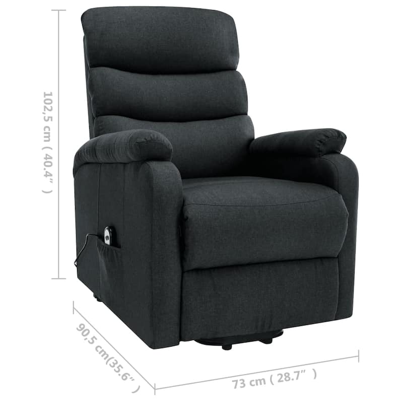 vidaXL Power Lift Massage Recliner Dark Gray Fabric - 28.7" x 35.6" x 40.4"