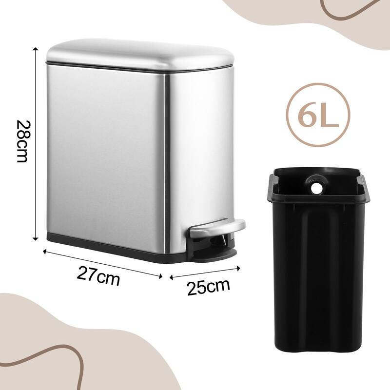 1.6 Gallon Bathroom Trash Can, Small Trash Can with Removable Liner