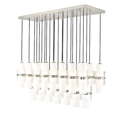 Cayden 23 Light Linear Chandelier in Brushed Nickel - Brushed Nickel