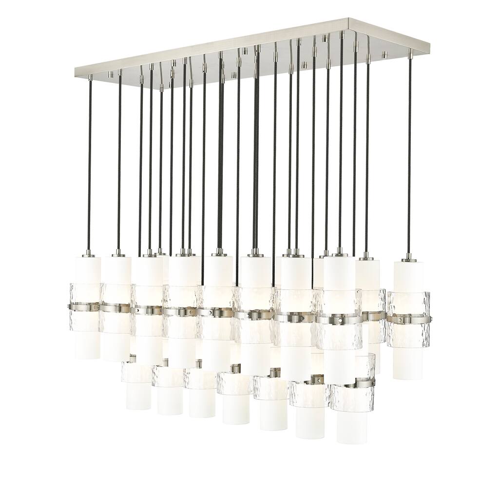 Cayden 23 Light Linear Chandelier in Brushed Nickel - Brushed Nickel