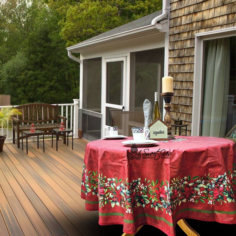 Christmas Acrylic Coated Wipeable Spill Resistant French Tablecloth