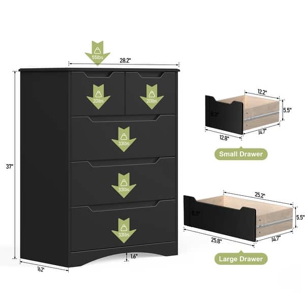 dimension image slide 4 of 5, 3/4/5/6 Drawer Dresser, Chest of Drawers with Large Storage, Tall Dresser and Organizer Wooden Cabinet