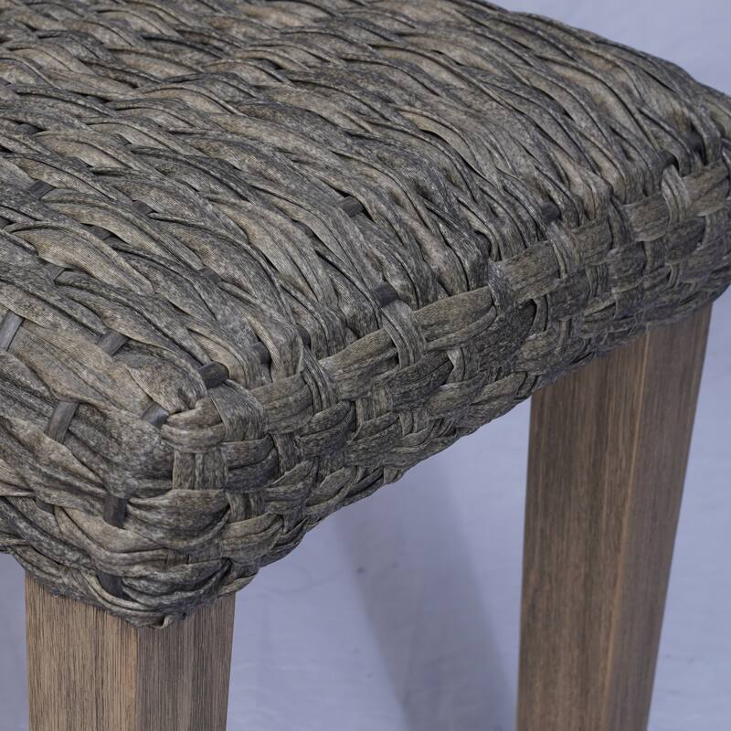 Naples Outdoor Patio Bench Water Resistant Wicker & Solid Wood
