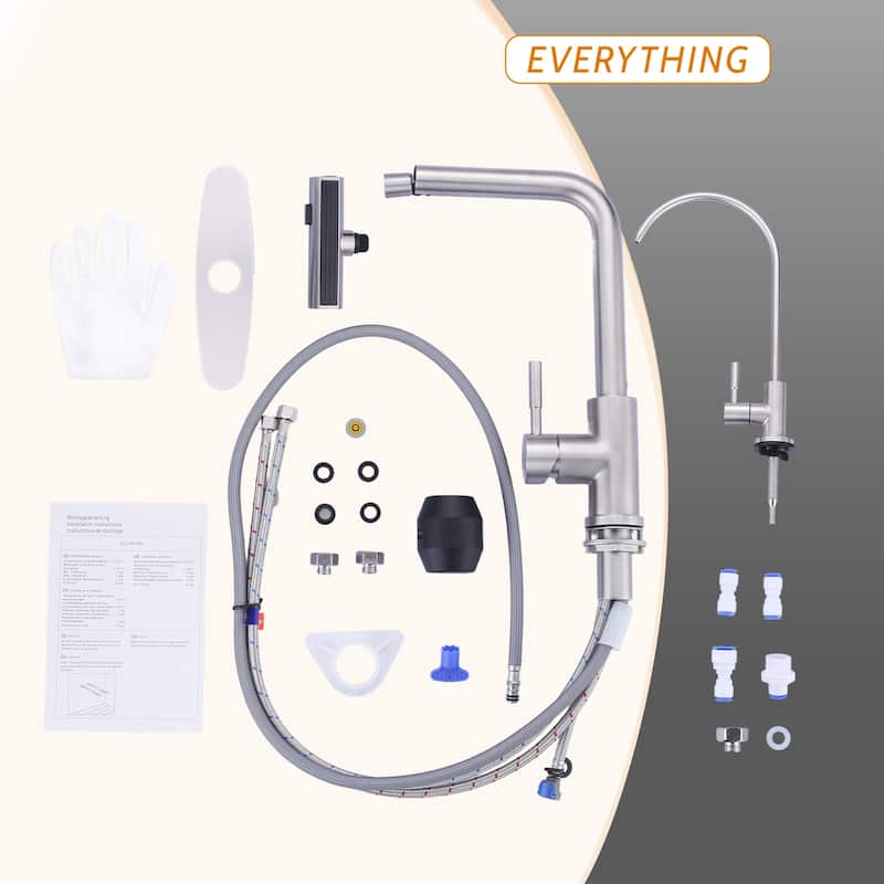 WOWOW Modern-Style Three-Function Pull-Down Kitchen Faucet with Filter Faucet