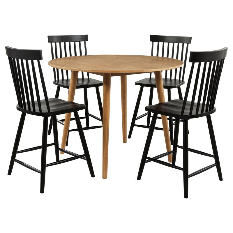Andrews 5-piece Round Counter Height Dining Set - Black/Light Ash