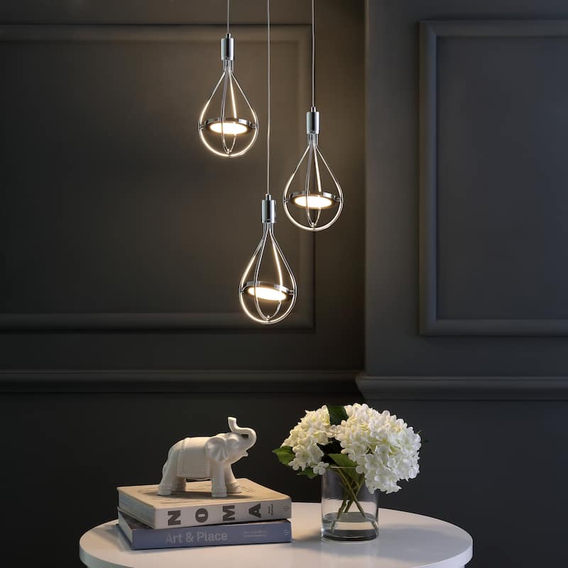 Orion 11.5" 3-Light Adjustable Integrated LED Cluster Pendant, Chrome by JONATHAN Y